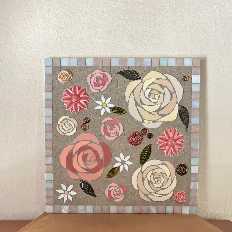 Soft, joyful, and quietly playful, Flower Power is a flat wall-hanging mosaic that brings a gentle burst of floral charm to any space.