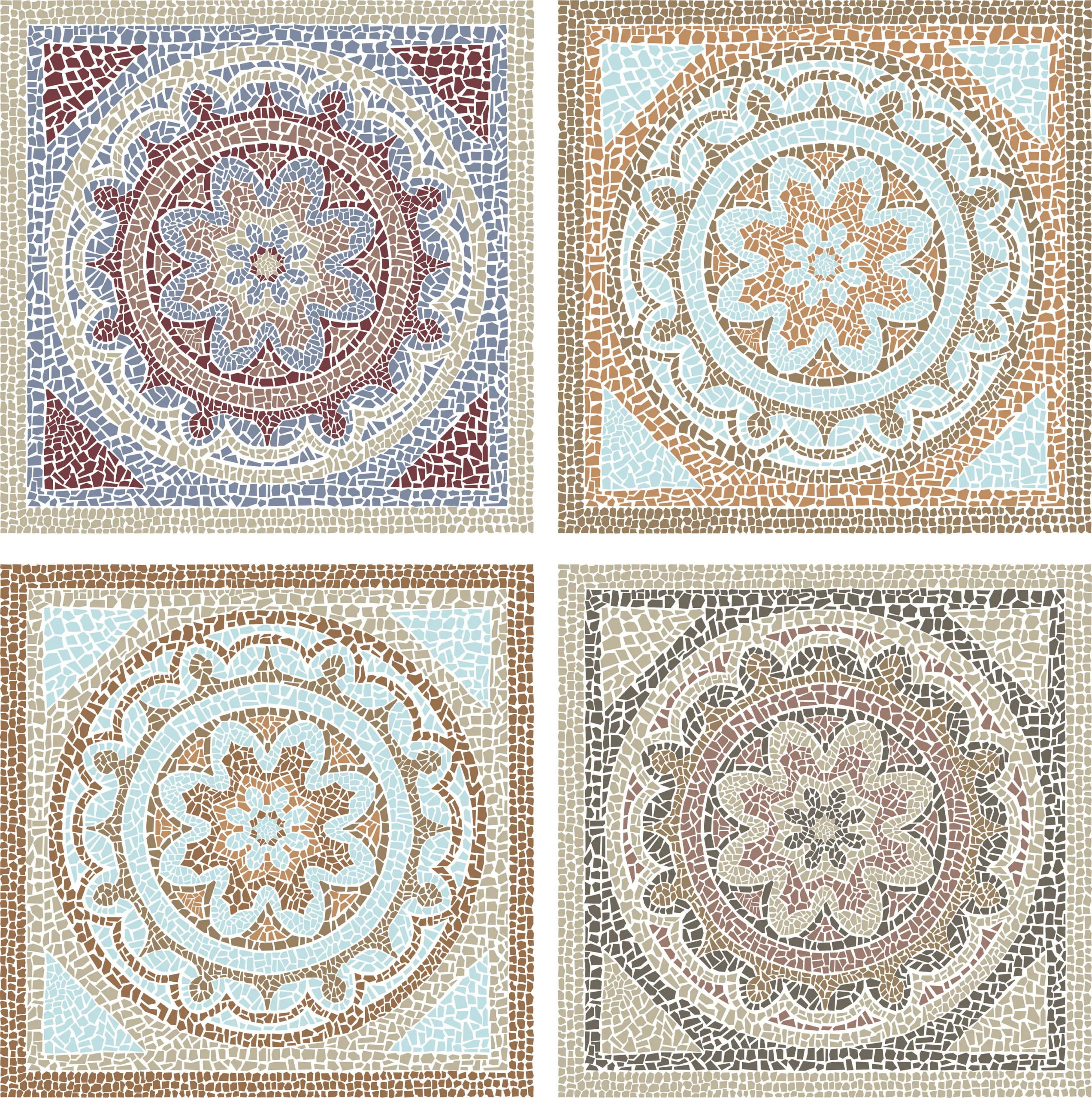 Antique mosaic Stock vector illustration seamless pattern antique mosaic